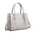 LH6809 - Miss Lulu Embellished Flower Leather Look Handbag - Light Grey LH6809 - Miss Lulu Embellished Flower Leather Look Handbag - Light Grey